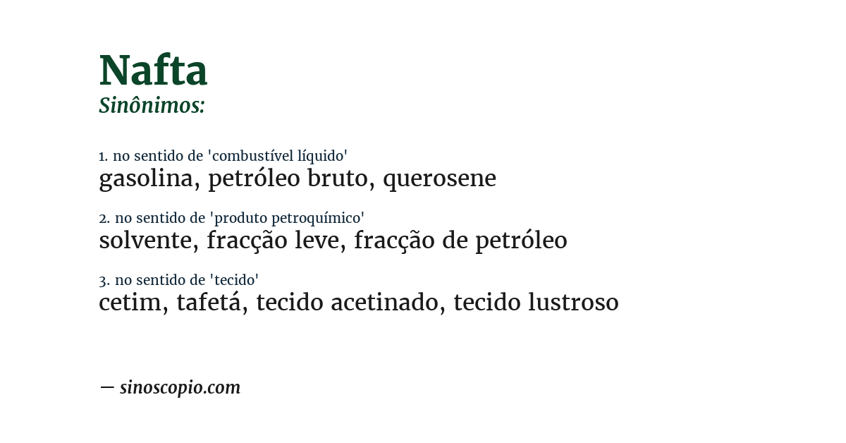Sinônimo de nafta