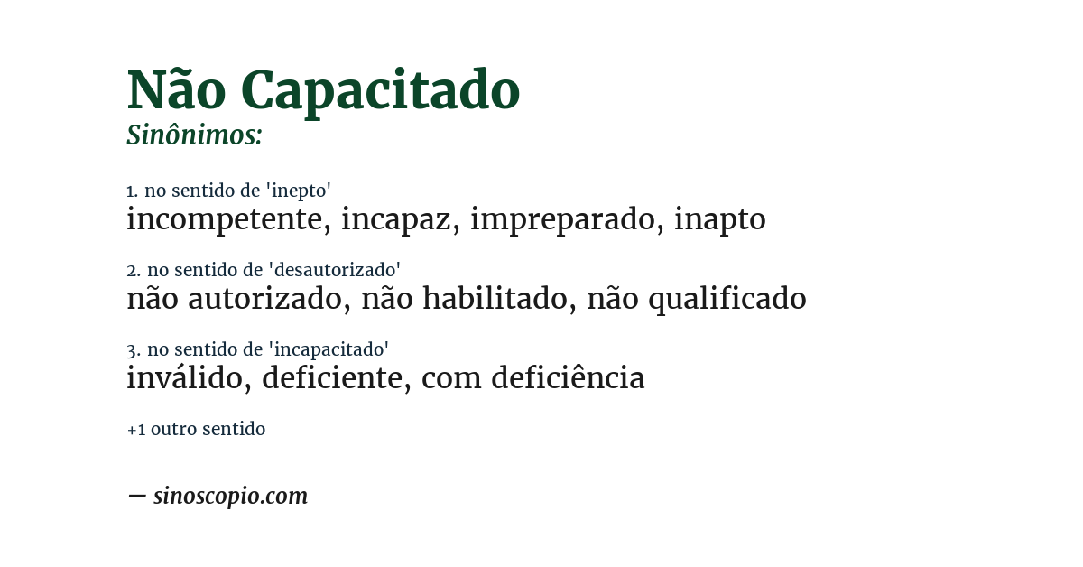 Sinônimo de não capacitado