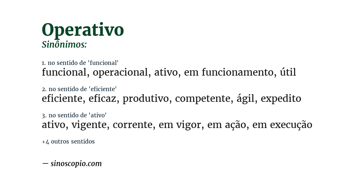 Sinônimo de operativo