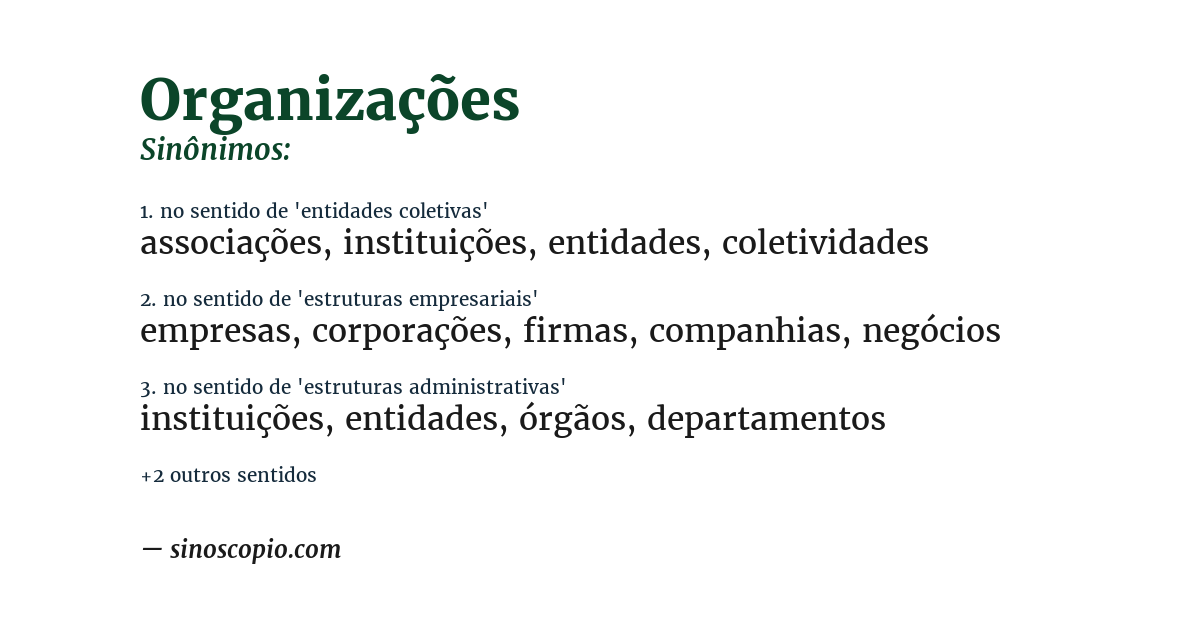 Sinônimo de organizações