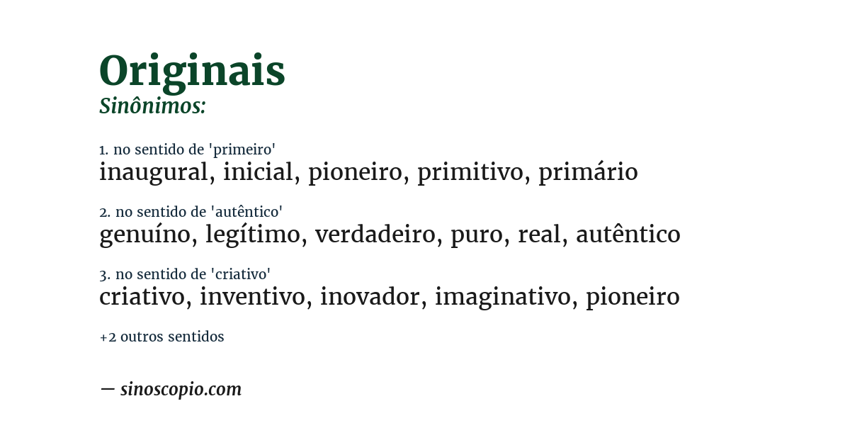 Sinônimo de originais