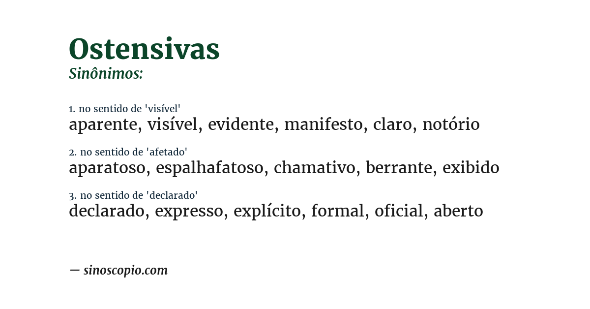 Sinônimo de ostensivas