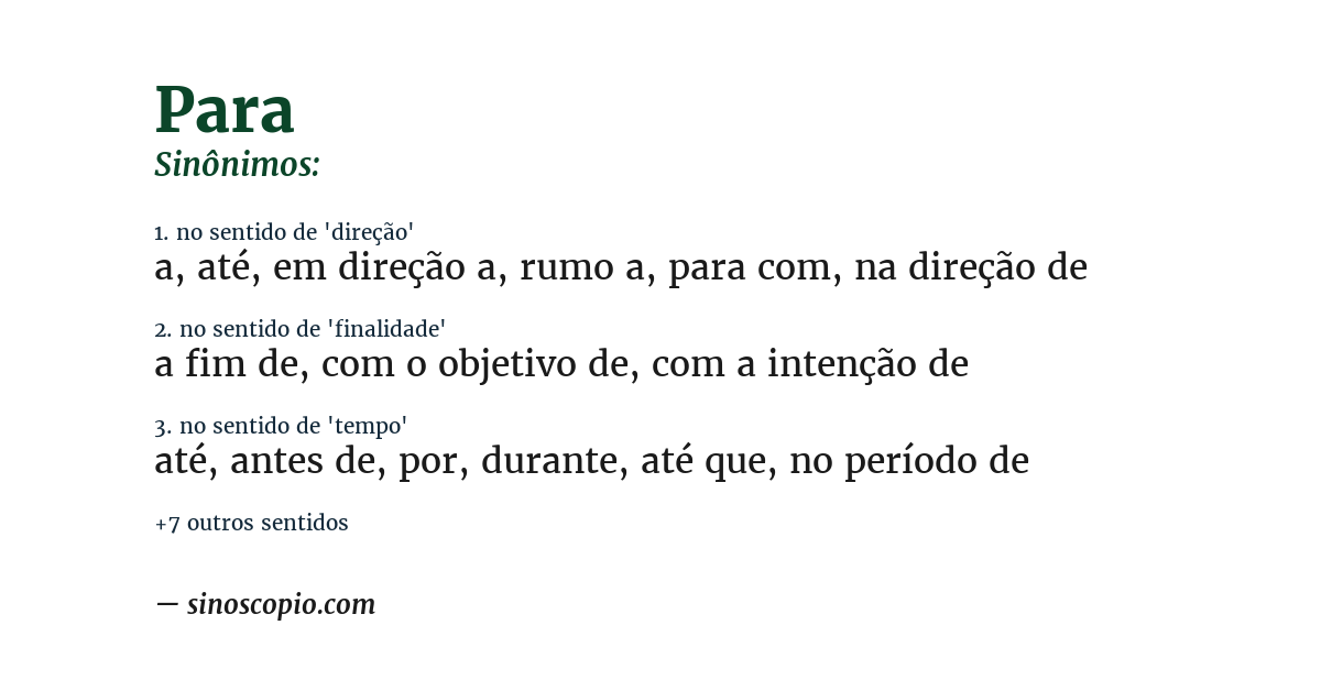 Sinônimo de para