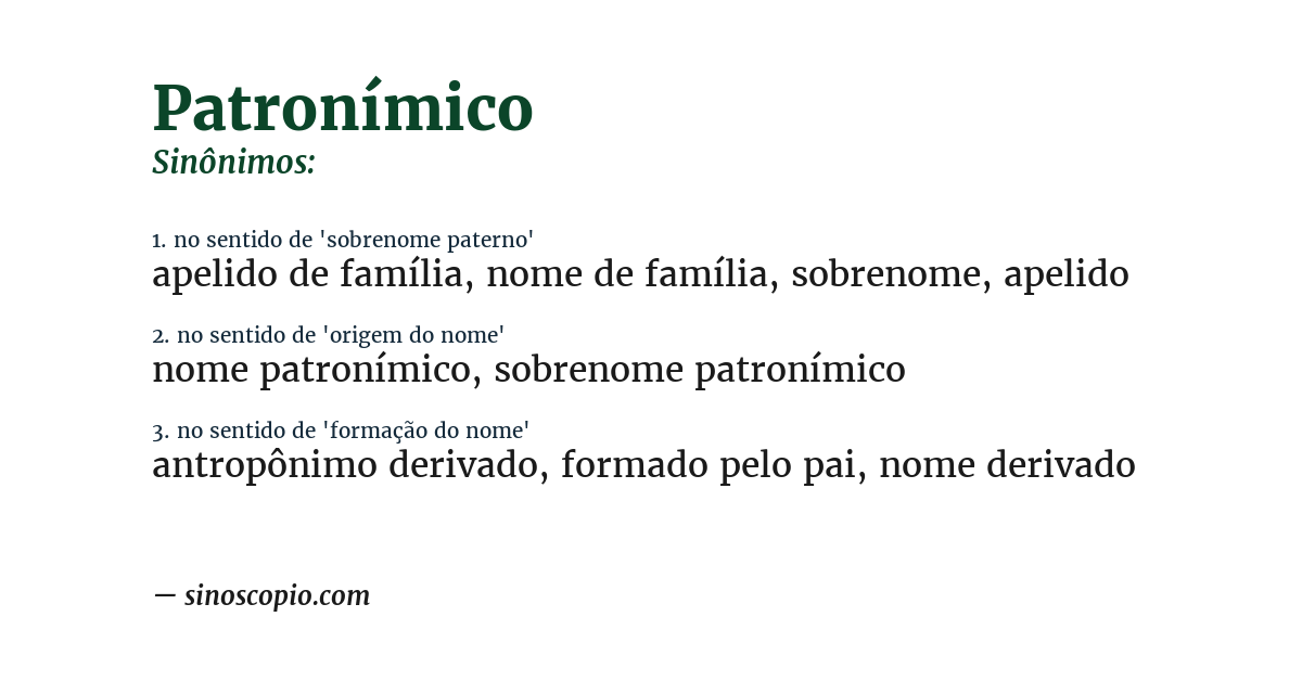 Sinônimo de patronímico