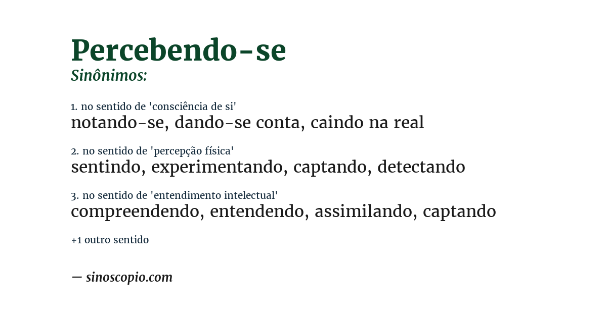 Sinônimo de percebendo-se