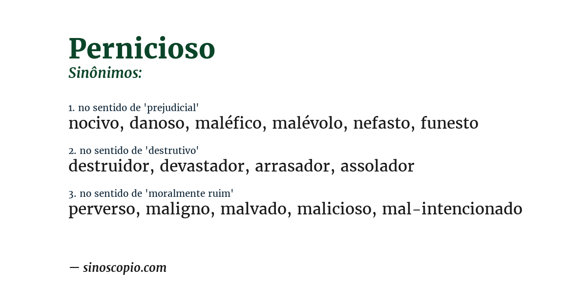 Sinônimo de pernicioso