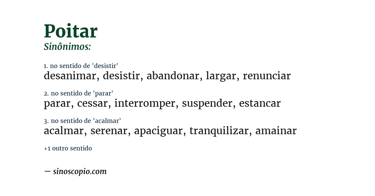 Sinônimo de poitar