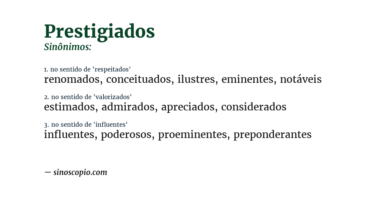 Sinônimo de prestigiados