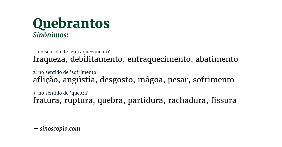 Sinônimo de quebrantos