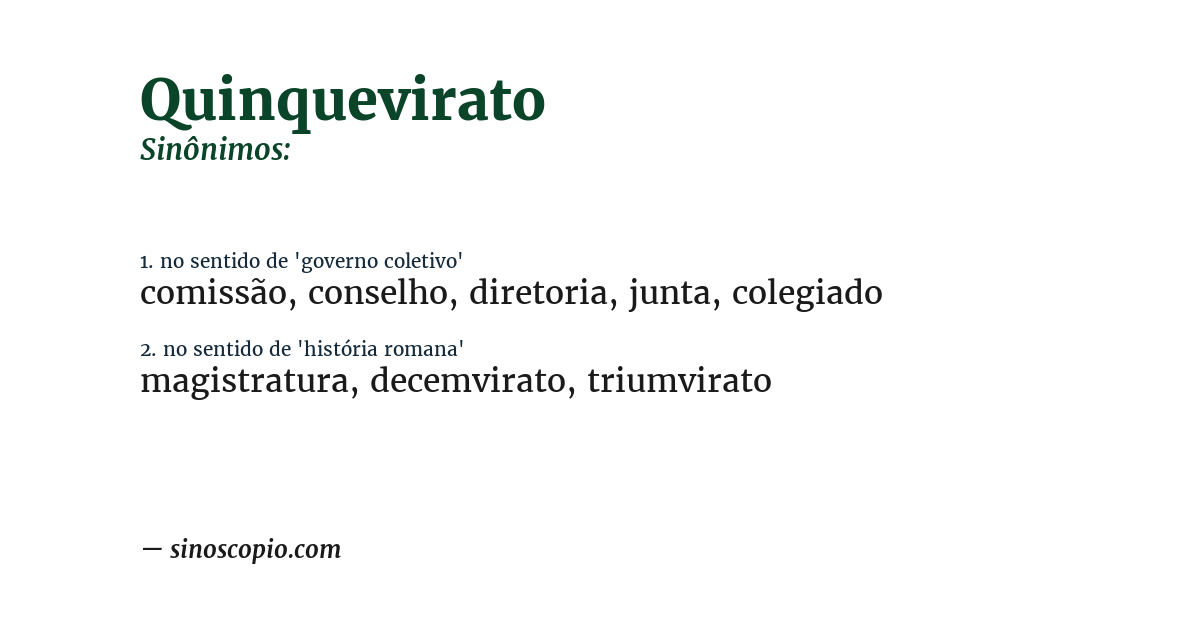 Sinônimo de quinquevirato
