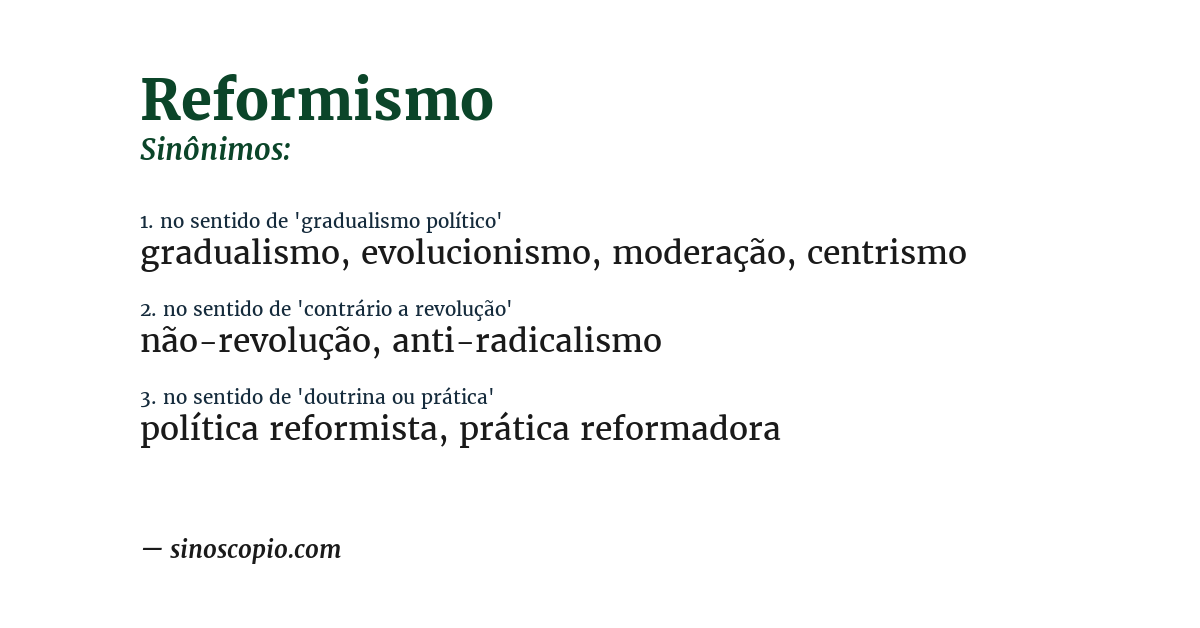 Sinônimo de reformismo