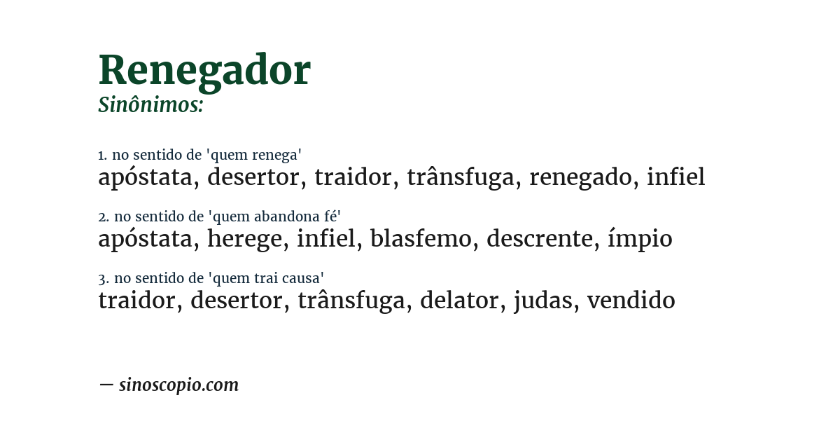 Sinônimo de renegador