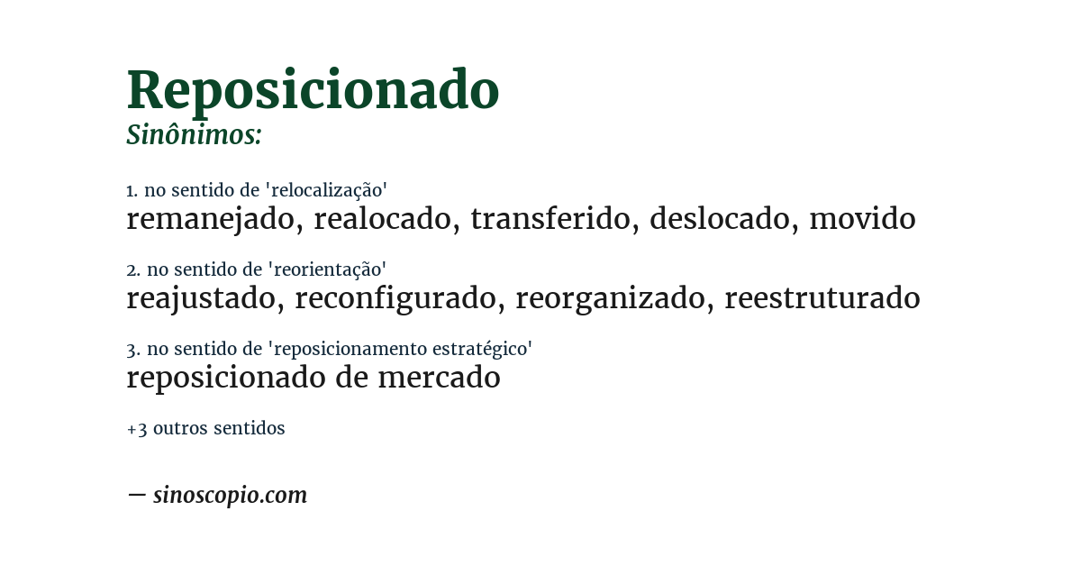 Sinônimo de reposicionado