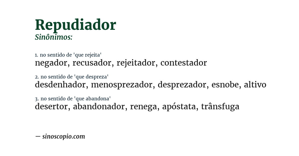 Sinônimo de repudiador