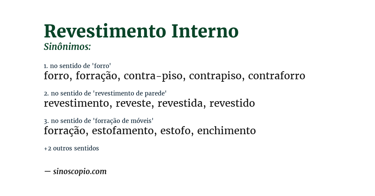 Sinônimo de revestimento interno