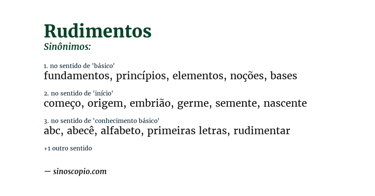 Sinônimo de rudimentos