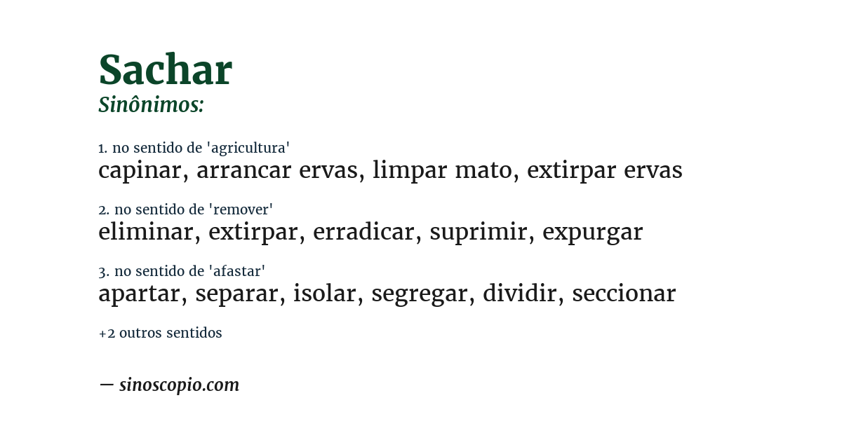 Sinônimo de sachar