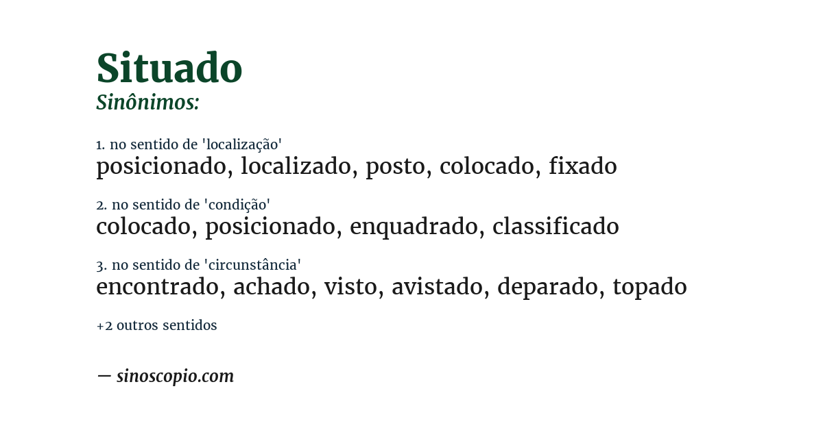 Sinônimo de situado