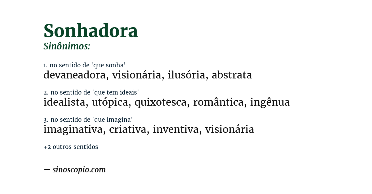 Sinônimo de sonhadora