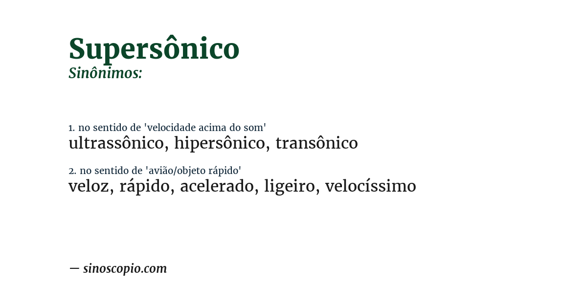 Sinônimo de supersônico