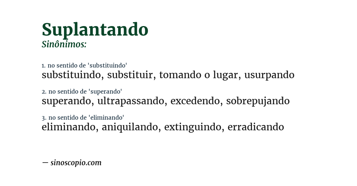 Sinônimo de suplantando