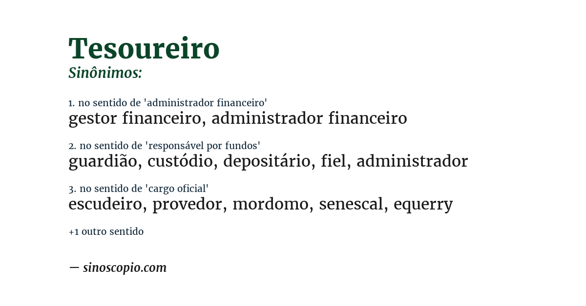 Sinônimo de tesoureiro