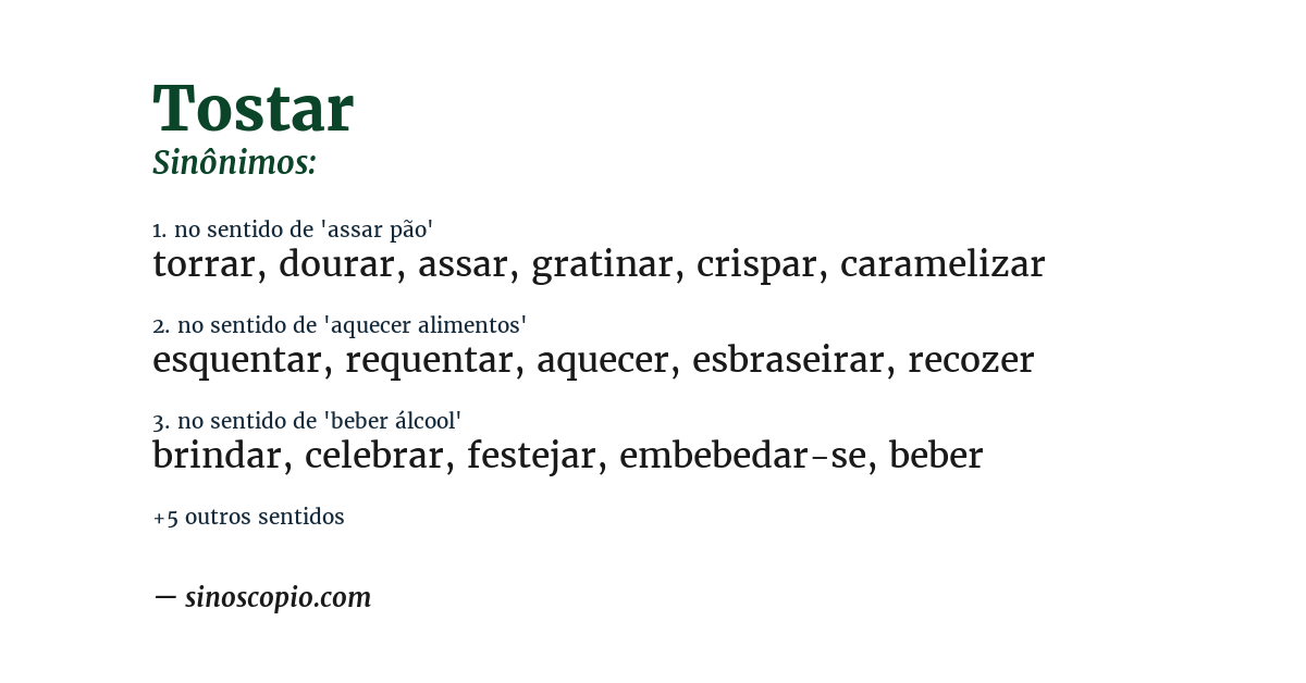 Sinônimo de tostar