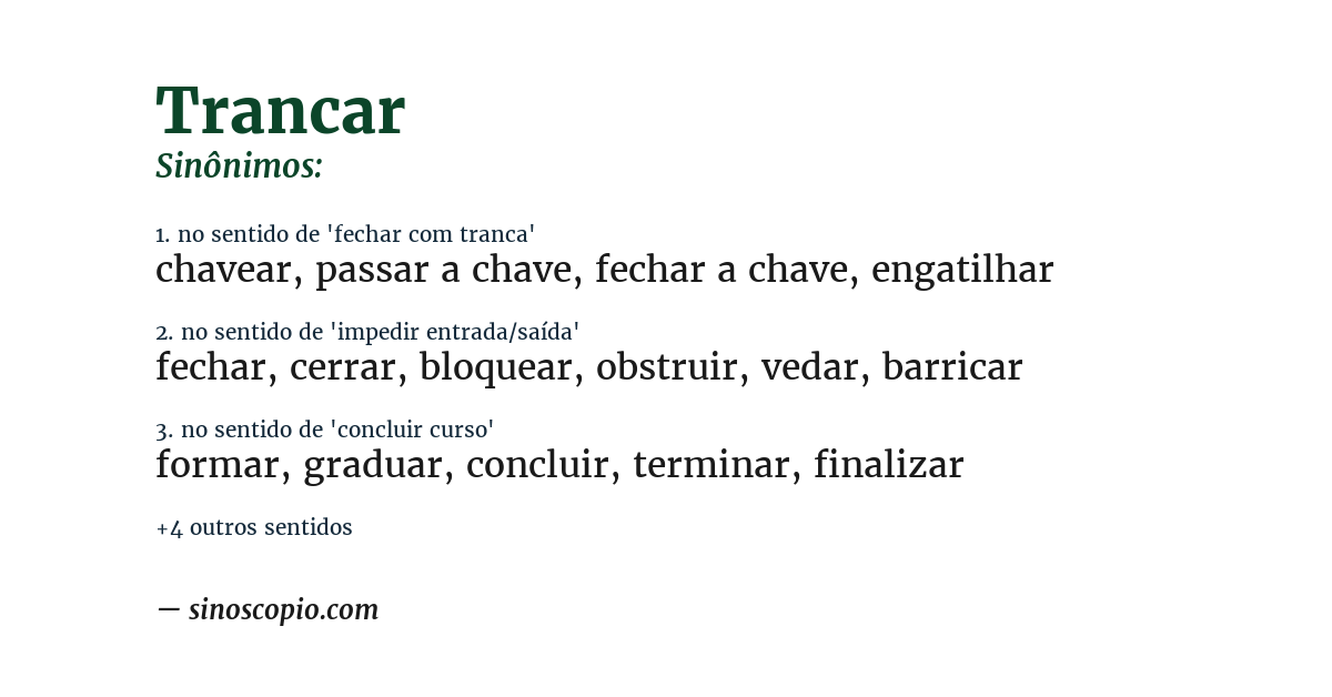 Sinônimo de trancar