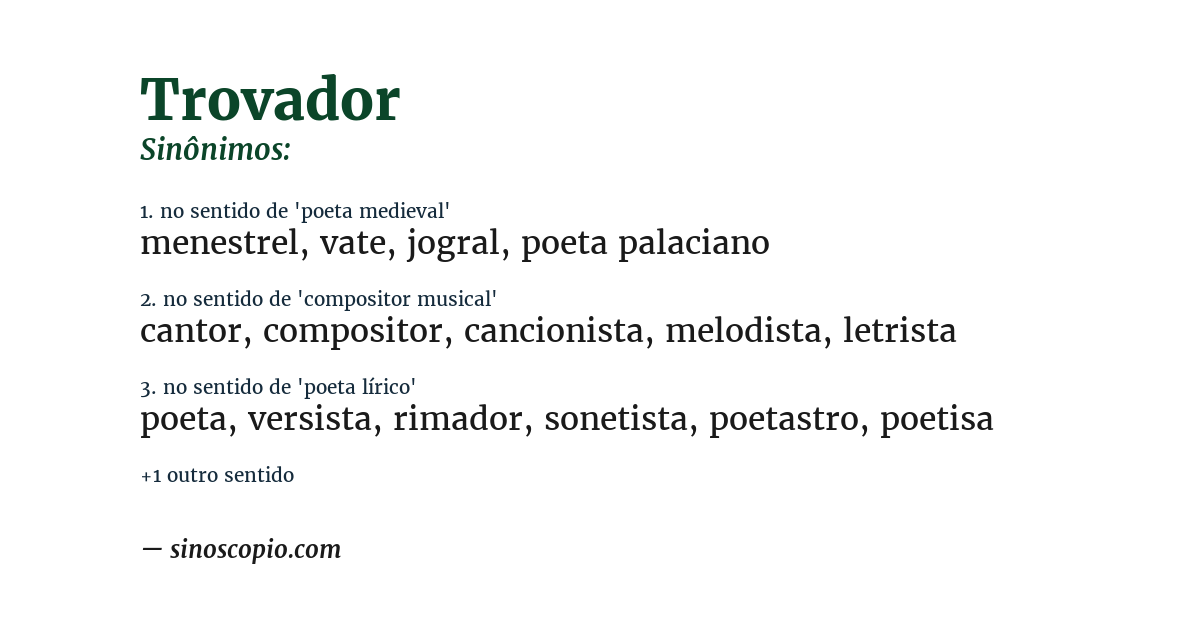 Sinônimo de trovador