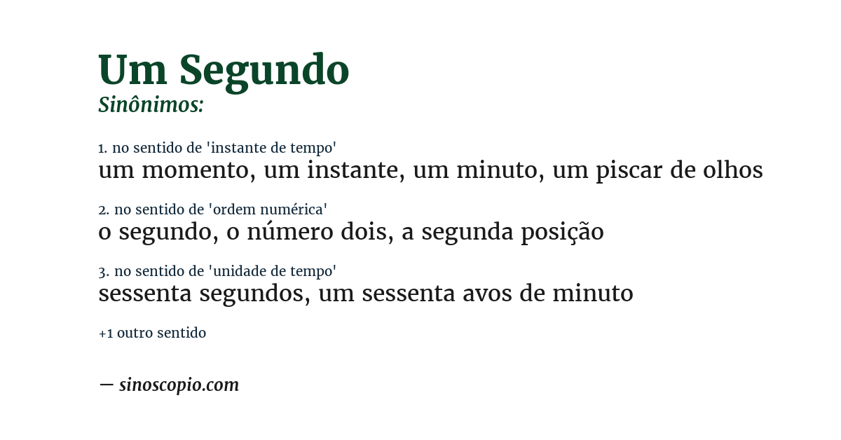 Sinônimo de um segundo