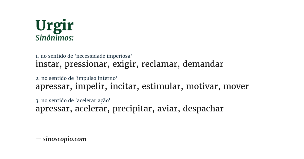 Sinônimo de urgir