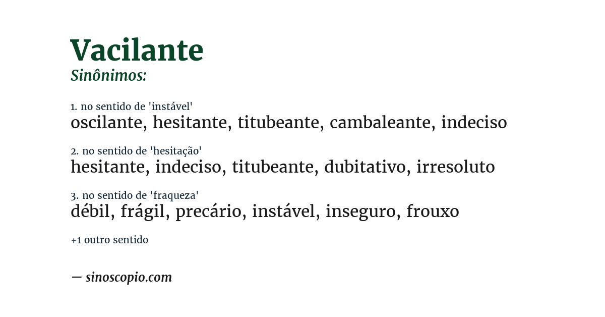 Sinônimo de vacilante