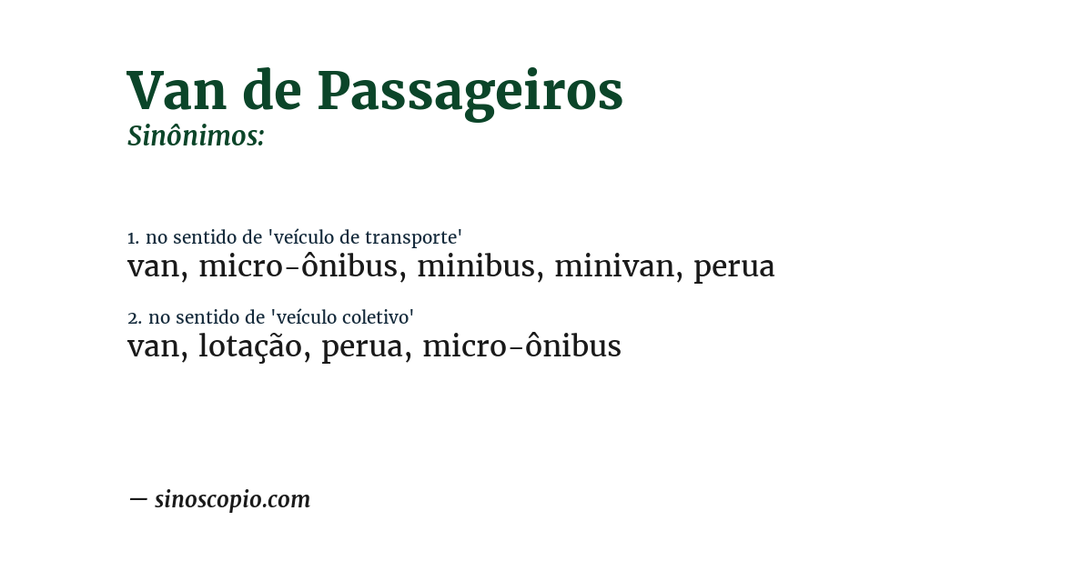 Sinônimo de van de passageiros