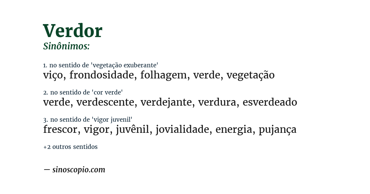 Sinônimo de verdor
