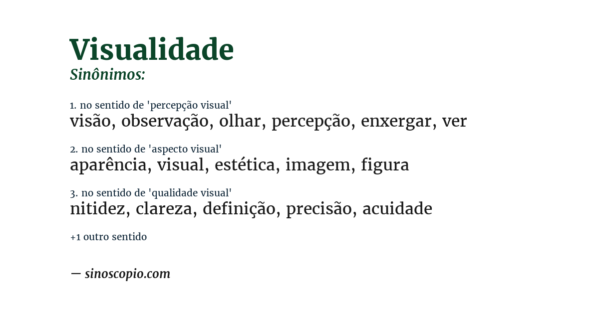 Sinônimo de visualidade