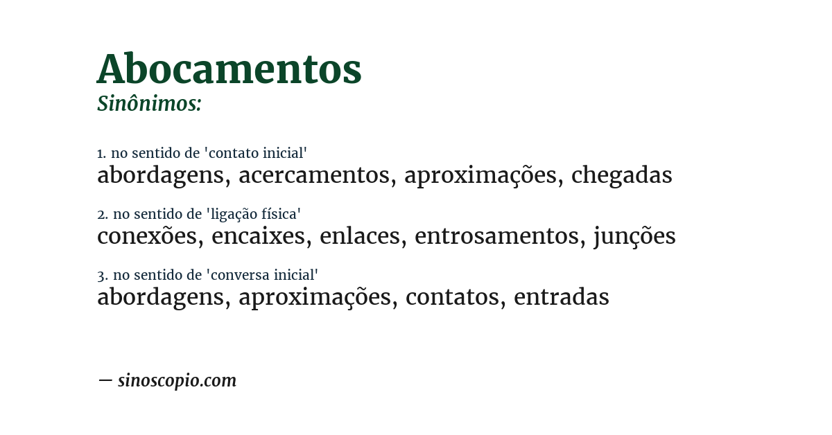 Sinônimo de abocamentos