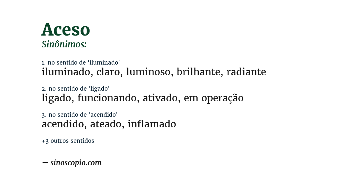 Sinônimo de aceso