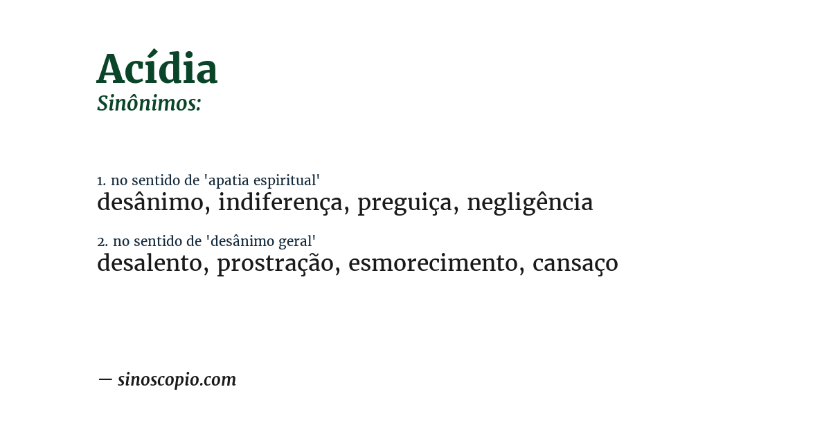 Sinônimo de acídia