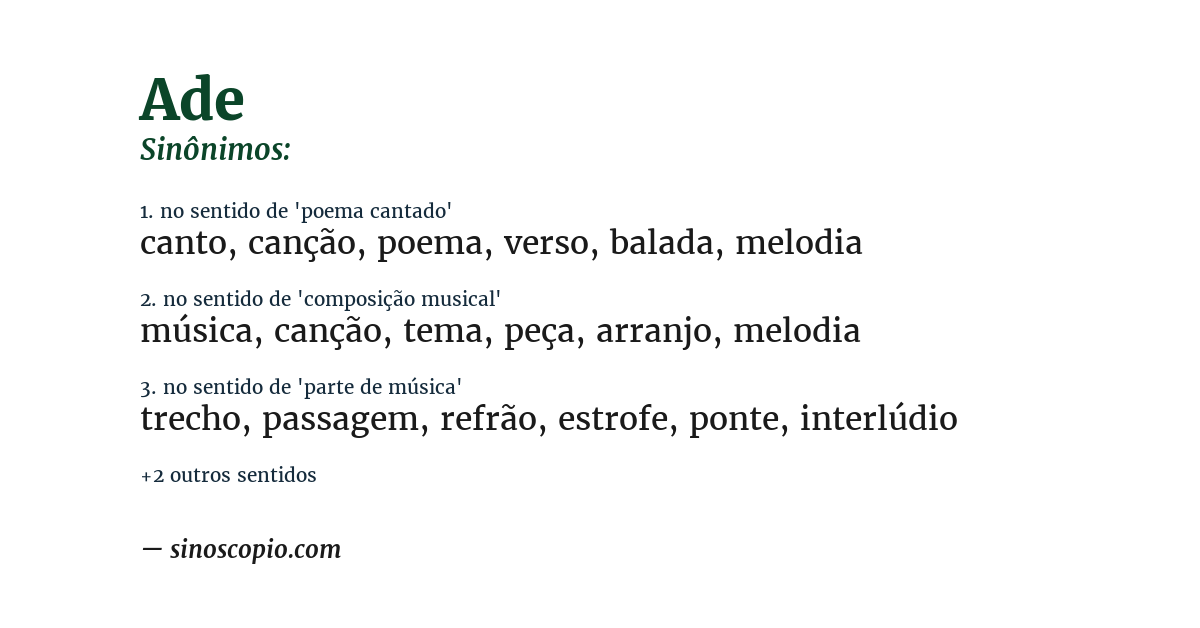 Sinônimo de ade