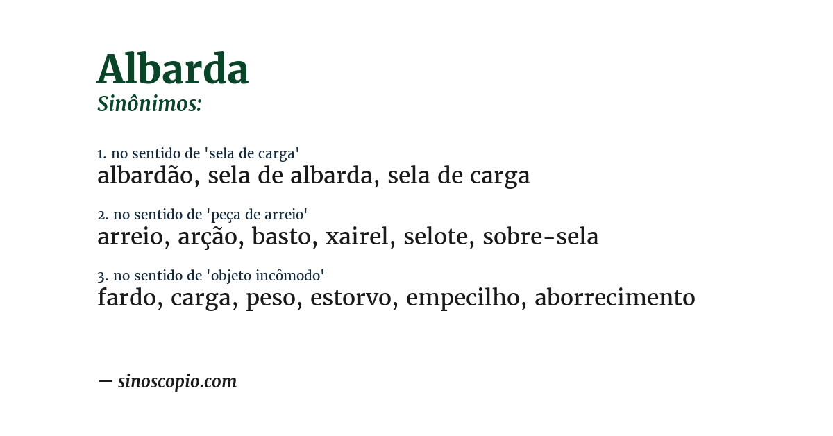 Sinônimo de albarda