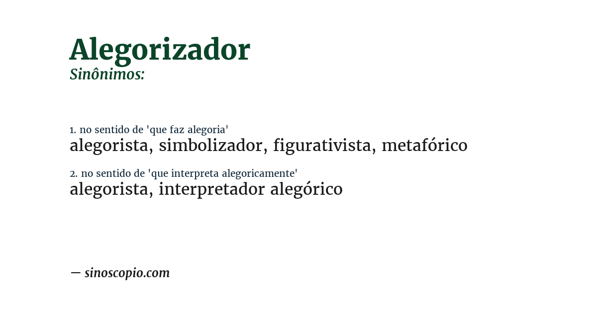 Sinônimo de alegorizador