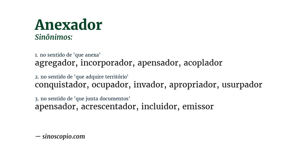 Sinônimo de anexador