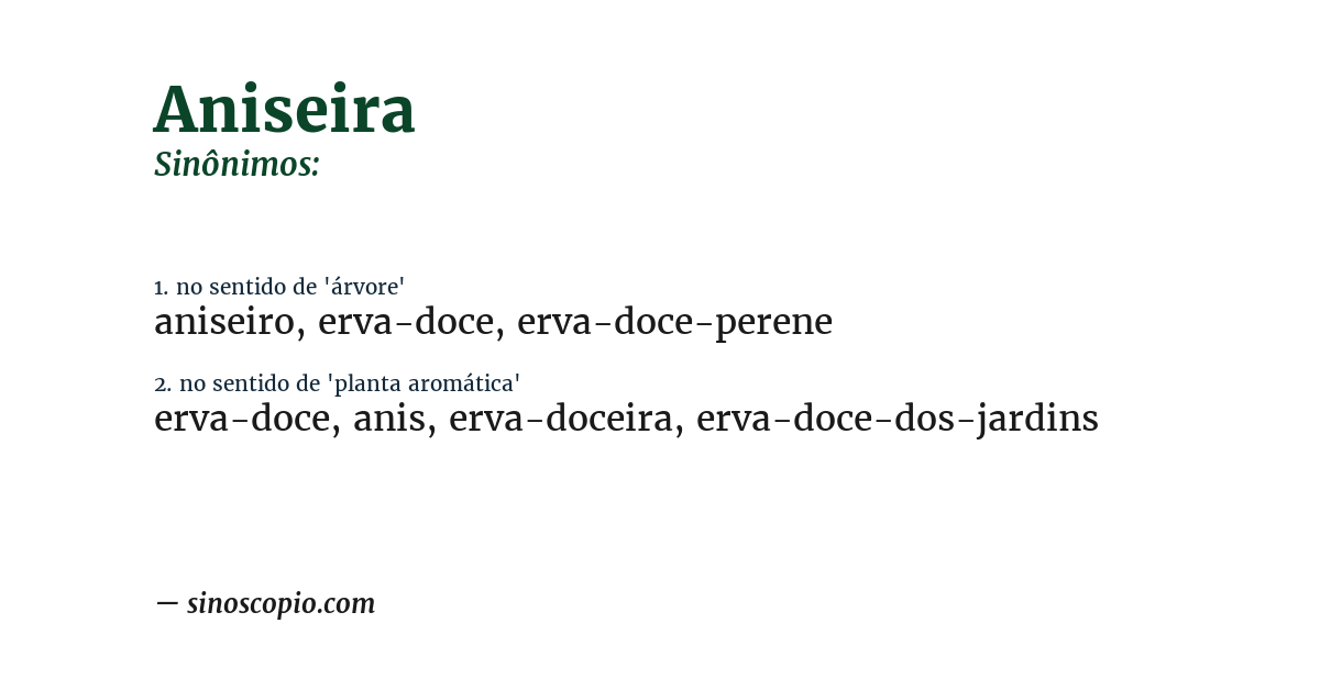 Sinônimo de aniseira