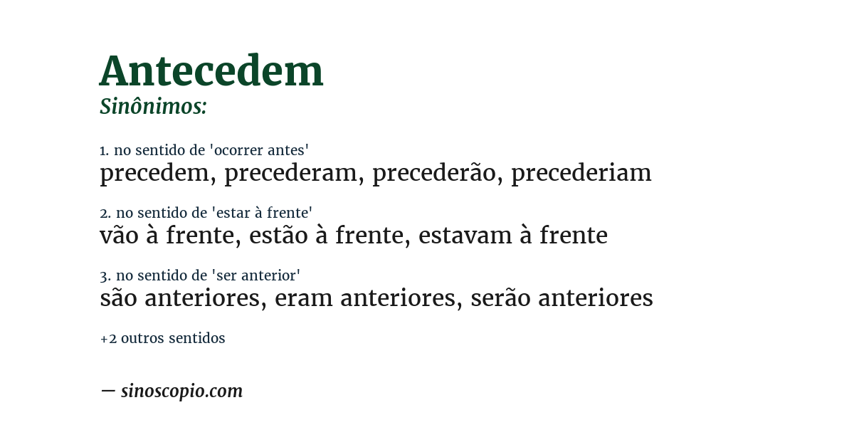 Sinônimo de antecedem