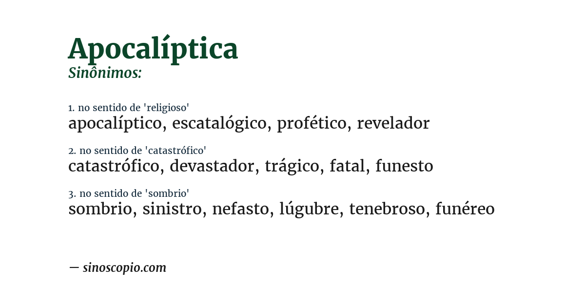 Sinônimo de apocalíptica