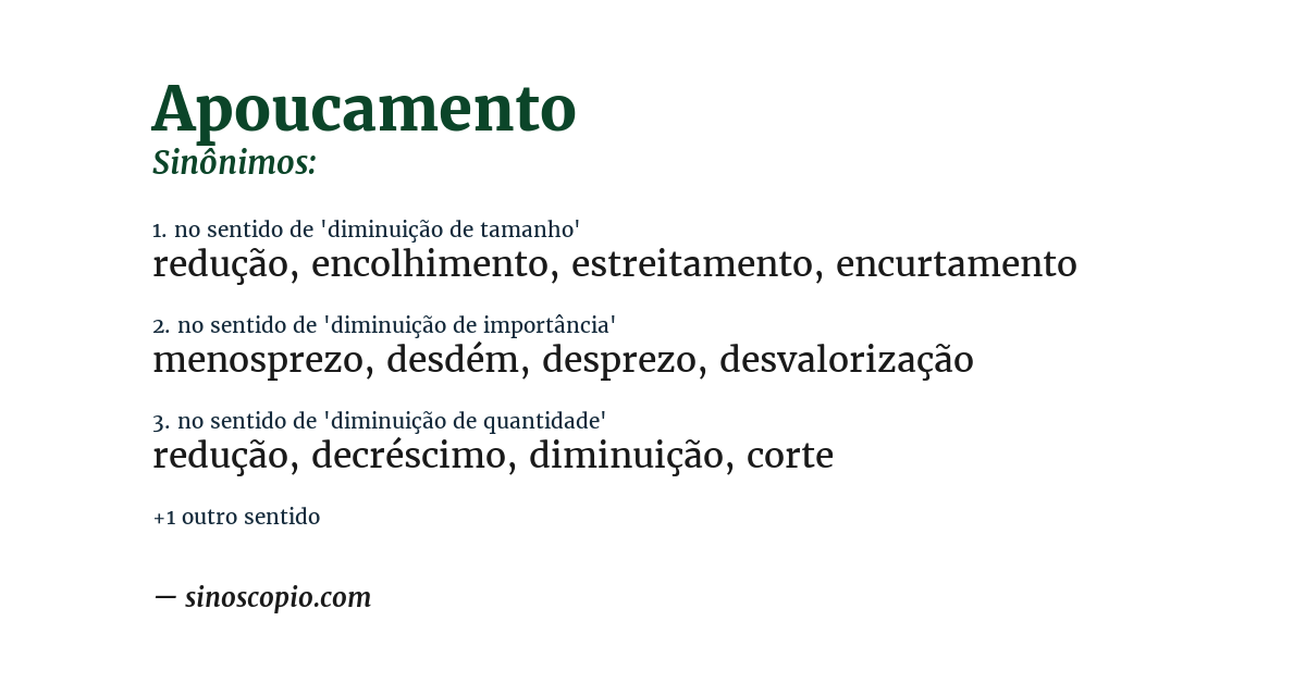 Sinônimo de apoucamento