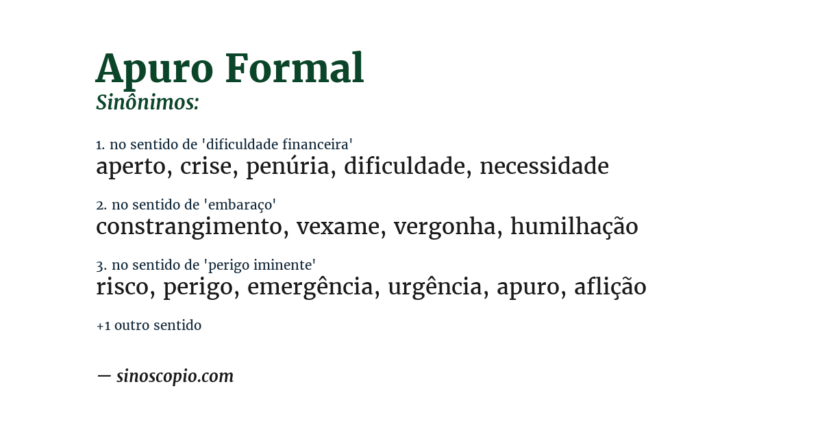 Sinônimo de apuro formal