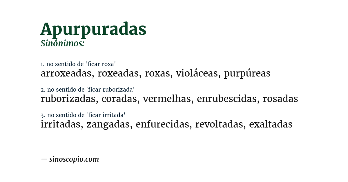 Sinônimo de apurpuradas