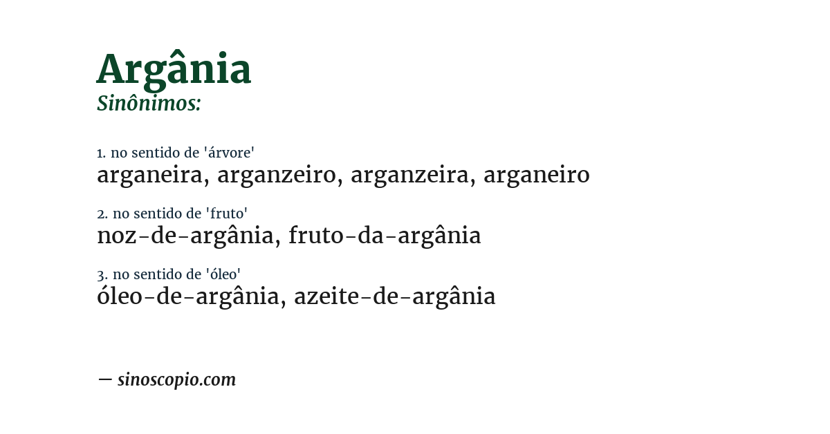 Sinônimo de argânia