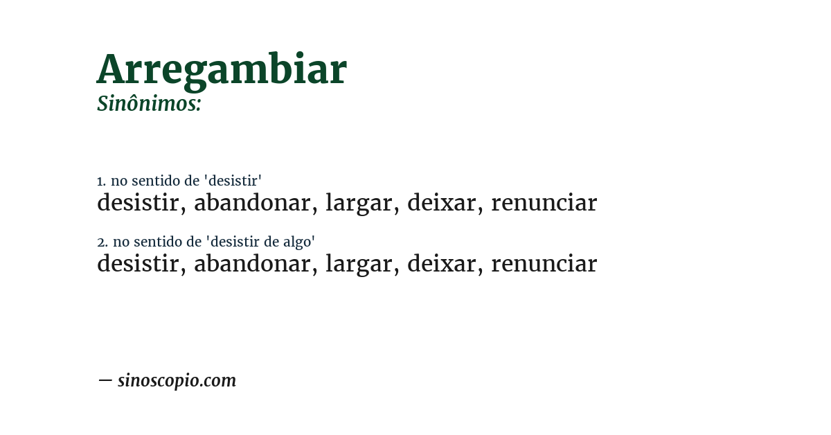 Sinônimo de arregambiar
